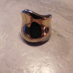 Ring silver plated yellow gold size 7